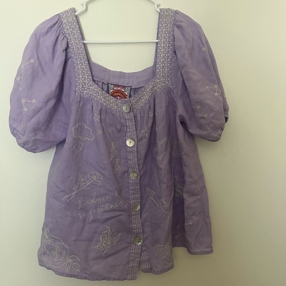 Johnny Was Sovanna Wander top linen lilac - Picture 11 of 13
